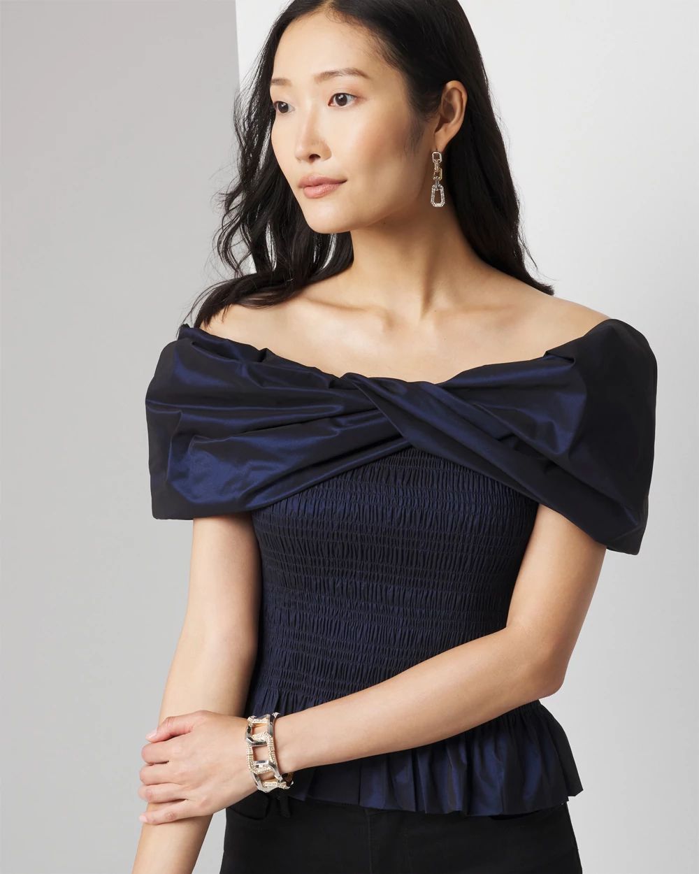 Off the Shoulder Taffeta Bustier White House Black Market